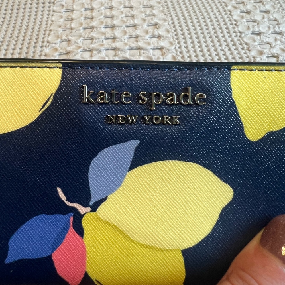 Kate Spade Blue and Yellow Lemon Print Wallet - Picture 4 of 4